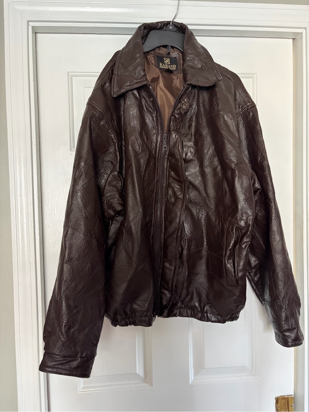 VINTAGE Haband Men's Dark Brown Leather bomber Jacket